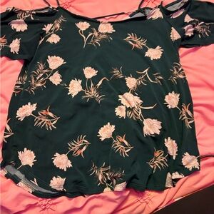 Kaileigh Dark Green Floral Blouse